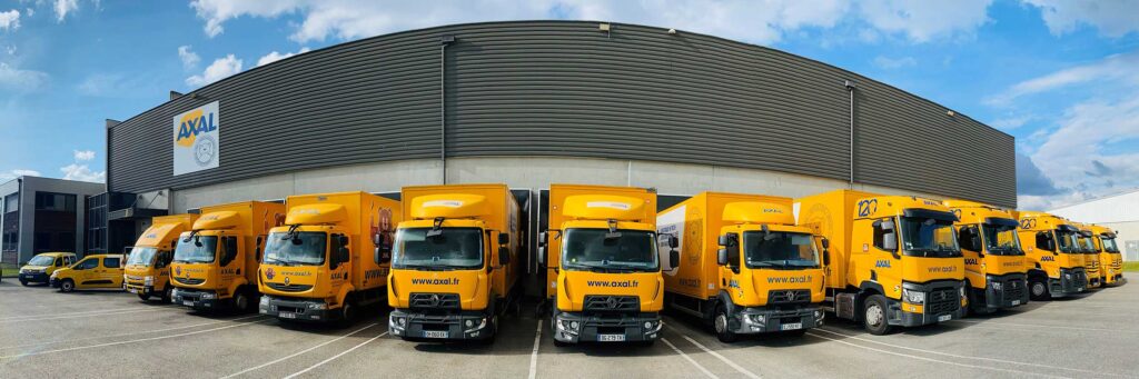 Flotte de camion Axal dédiée au transport, à la logistique et à la livraison professionnelle