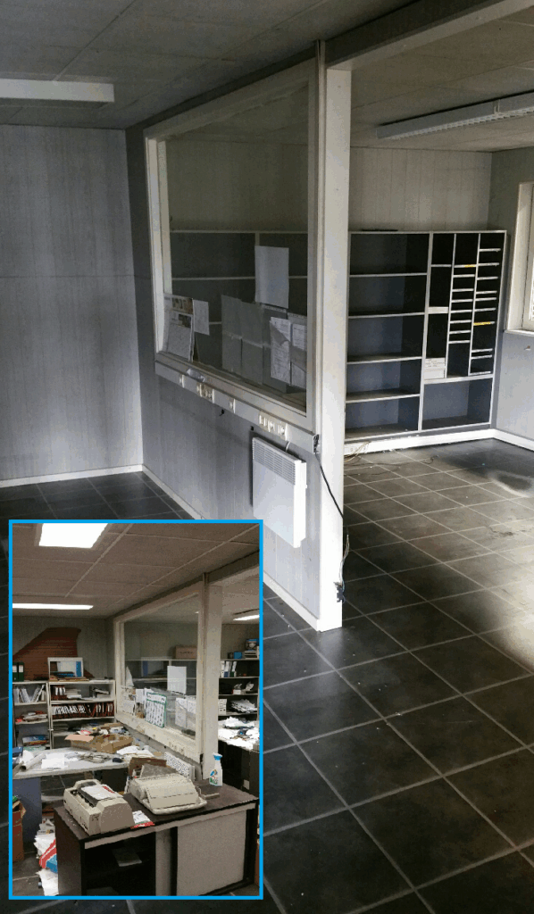 avant / après d'une opération de curage d'un bâtiment professionnel